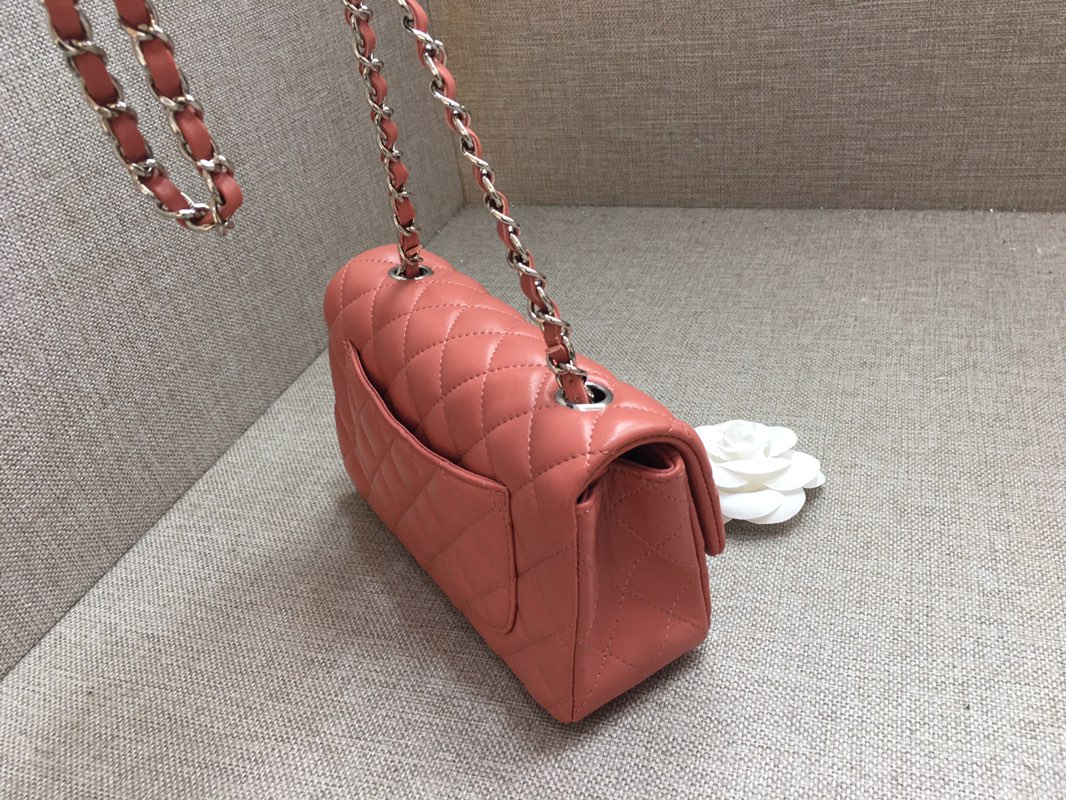 Small Classic Flap Lambskin Bag A01116 Cream Pink/Silver